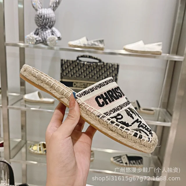 Dior Casual Shoes Canvas Espadrille Slip-On Flats with Braided Jute Soles product detail image 11