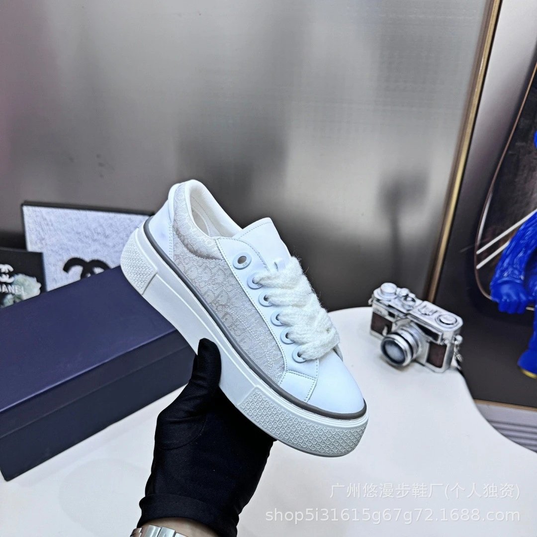 Chanel-inspired Chunky Platform Sneakers White