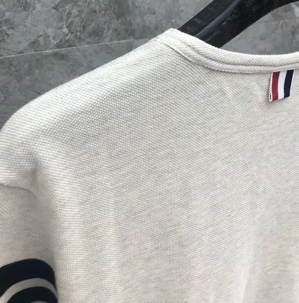 Thom Browne 4-Bar Stripe Cotton T-Shirt Beige T-Shirt - 8