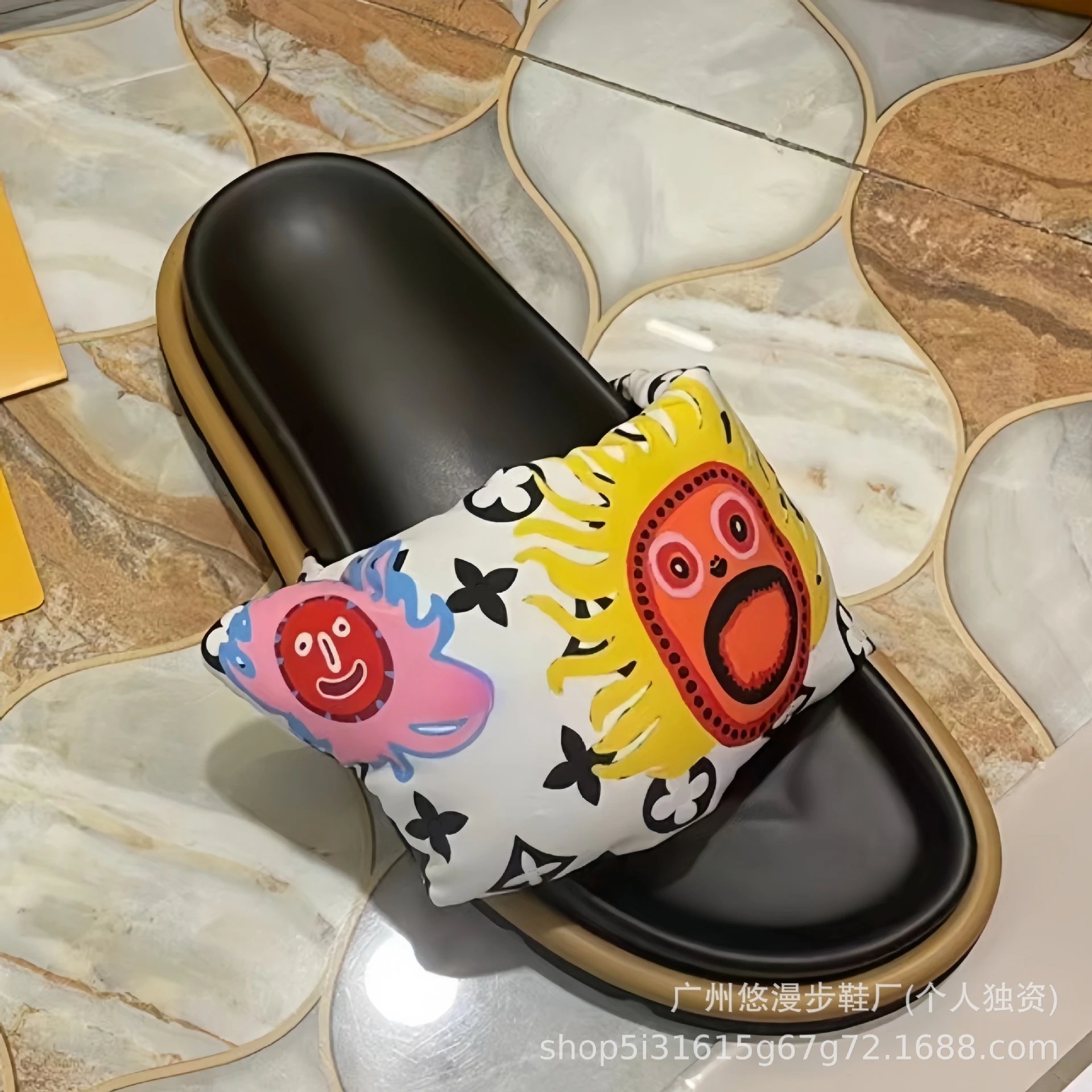 Louis Vuitton x Takashi Murakami Monogram Slide Sandals Multicolor Slippers