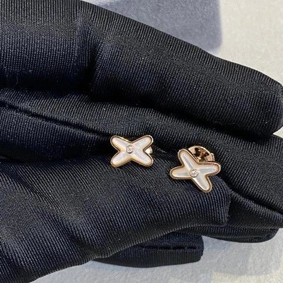X-shaped Pearl Stud Earrings with Diamond Accent Gold-tone Jewelry - 3