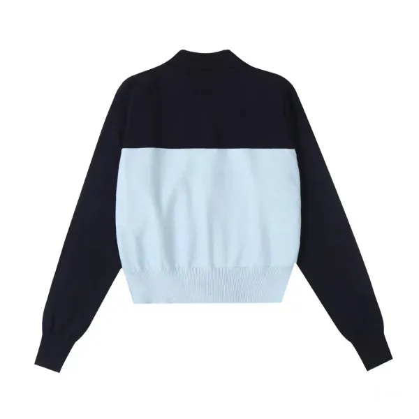Rest & Recreation Color-Block Knit Zip-Up Jacket Navy and Light Blue - 7