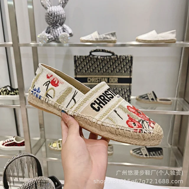 Dior Casual Shoes Canvas Espadrille Slip-On Flats with Braided Jute Soles product detail image 9