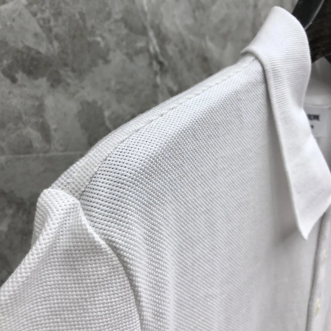 Thom Browne Classic Four-Bar Stripe Gray Polo - 18