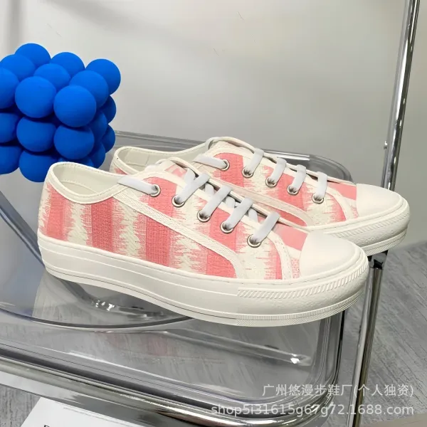 Dior B23 Oblique Print White Canvas Sneakers - 21