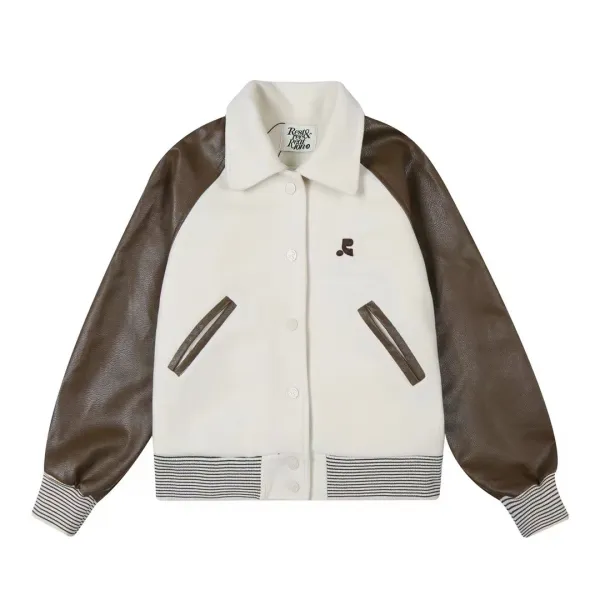Saint Tears Rest & Recreation Brown Leather-Sleeve Varsity Jacket - 10