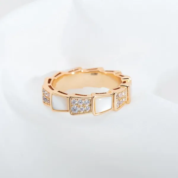 Bulgari Serpenti Viper Ring Silver and Gold Tone with Black Onyx and Diamonds - 14