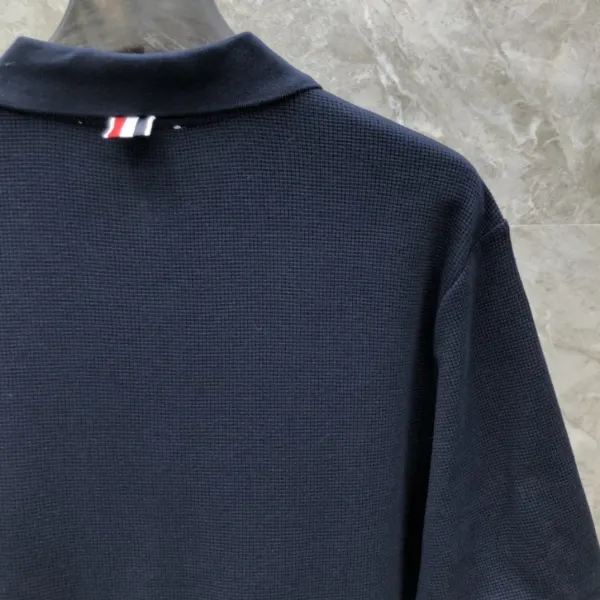 Thom Browne Classic Four-Bar Stripe Gray Knit Polo - 37