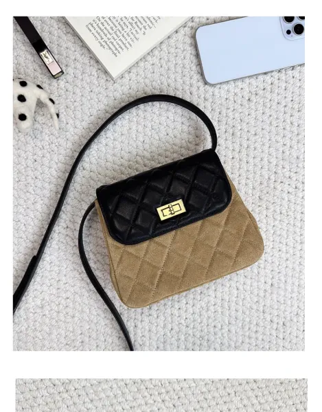 Saint Tears Quilted Two-Tone Crossbody Bag Black Beige - 38