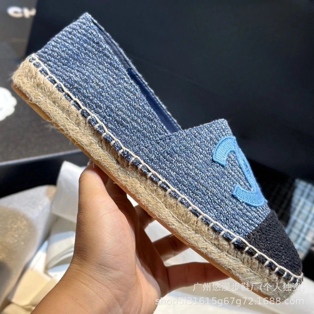 Chanel Espadrille Loafer Blue Denim Two-Tone Casual Shoes