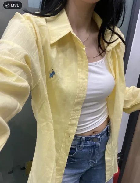 Ralph Lauren Classic Fit Oxford Shirt Lemon Yellow Shirt - 12