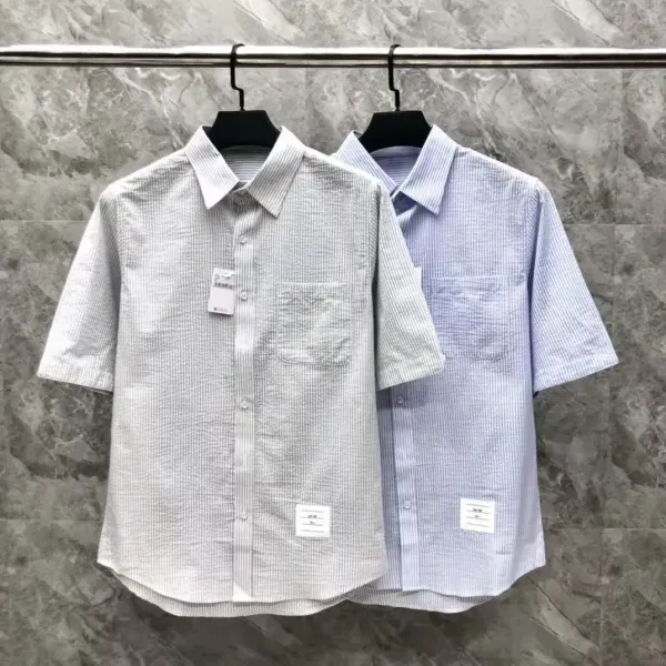 Thom Browne Short-Sleeve Oxford Shirt Light Blue - 3
