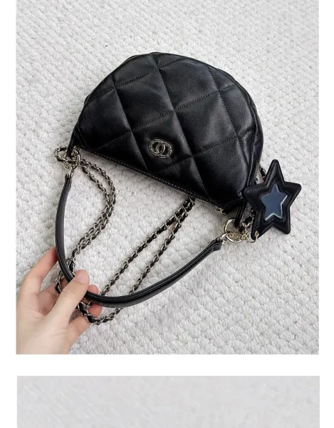 Chanel 22 Mini Quilted Half-Moon Bag Black Shoulder Bag - 21