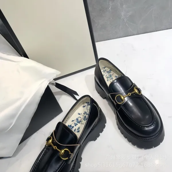 Gucci Horsebit Loafer Black Chunky Platform Leather Loafers - 4