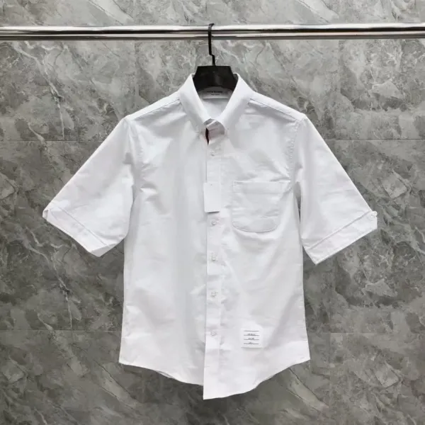 Thom Browne Short-Sleeve Oxford Shirt Light Blue - 24
