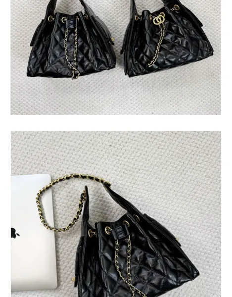 Chanel 22 Bag Black Quilted Leather Chain Shoulder Bag - 16