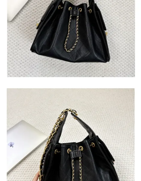 Chanel 22 Bag Black Quilted Leather Chain Shoulder Bag - 24