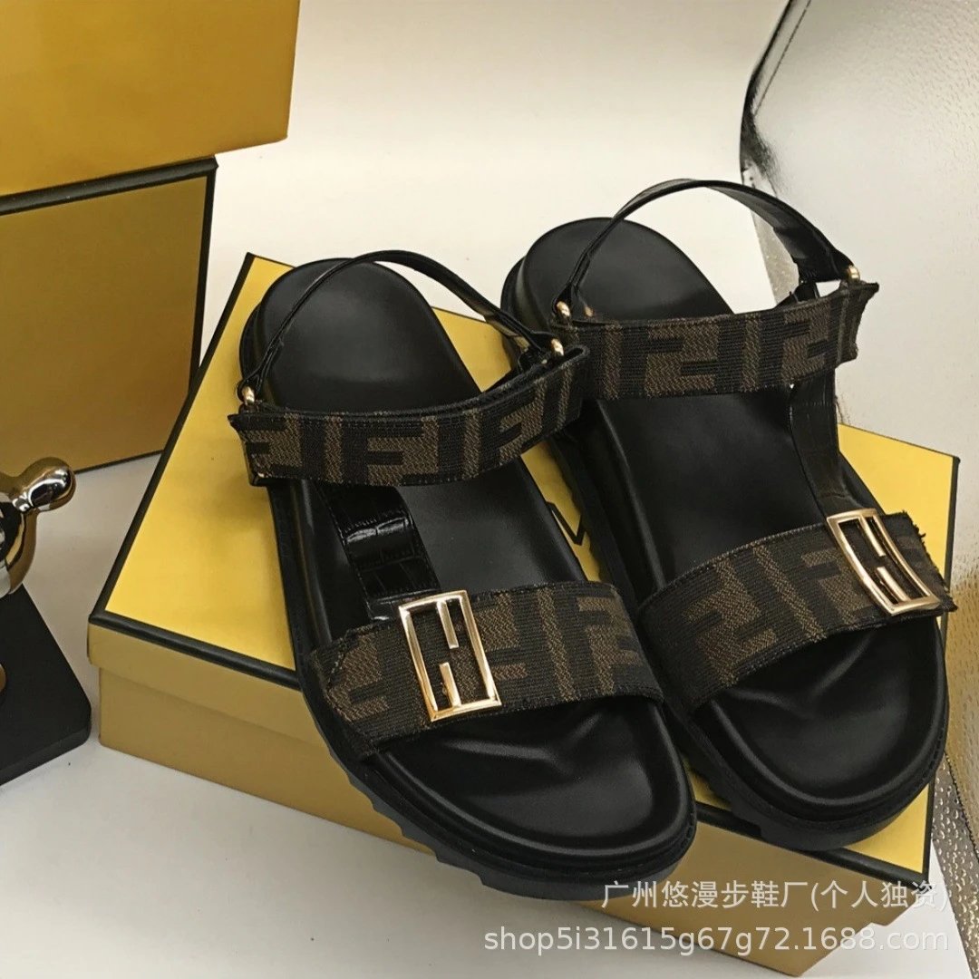 Fendi FF Logo Double Strap Slide Sandals Army Green - 18
