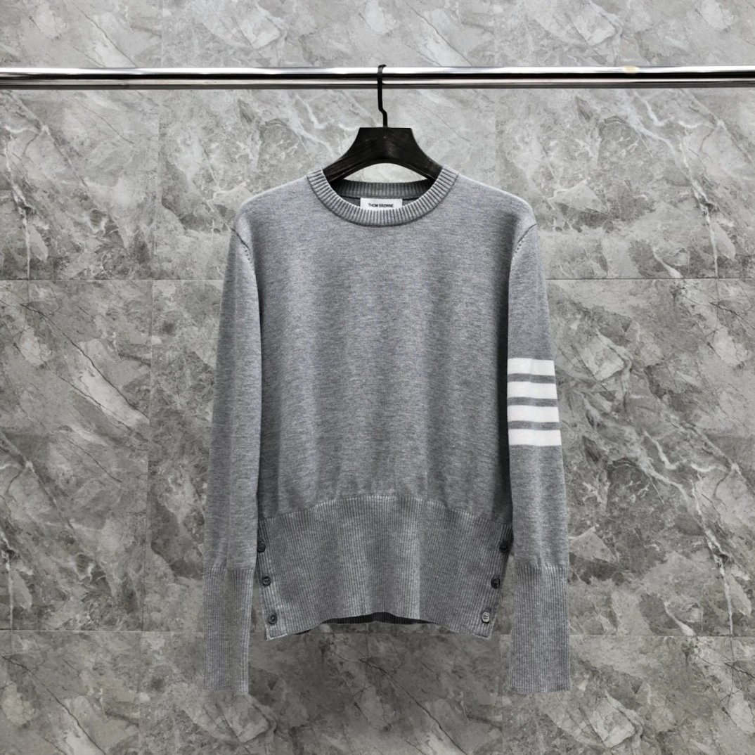 Thom Browne 4-Bar Stripe Crewneck Sweater Beige - 9