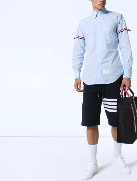 Thom Browne Classic White Shirt with 4-Bar Stripe Sleeve Detail - 3