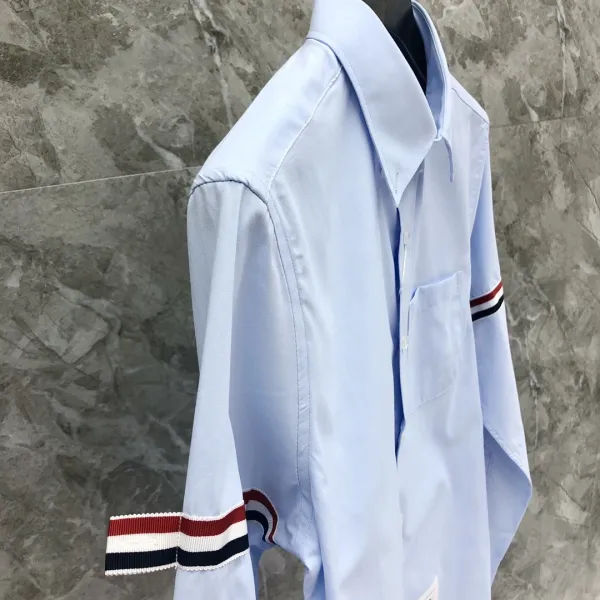 Thom Browne Classic White Shirt with 4-Bar Stripe Sleeve Detail - 18
