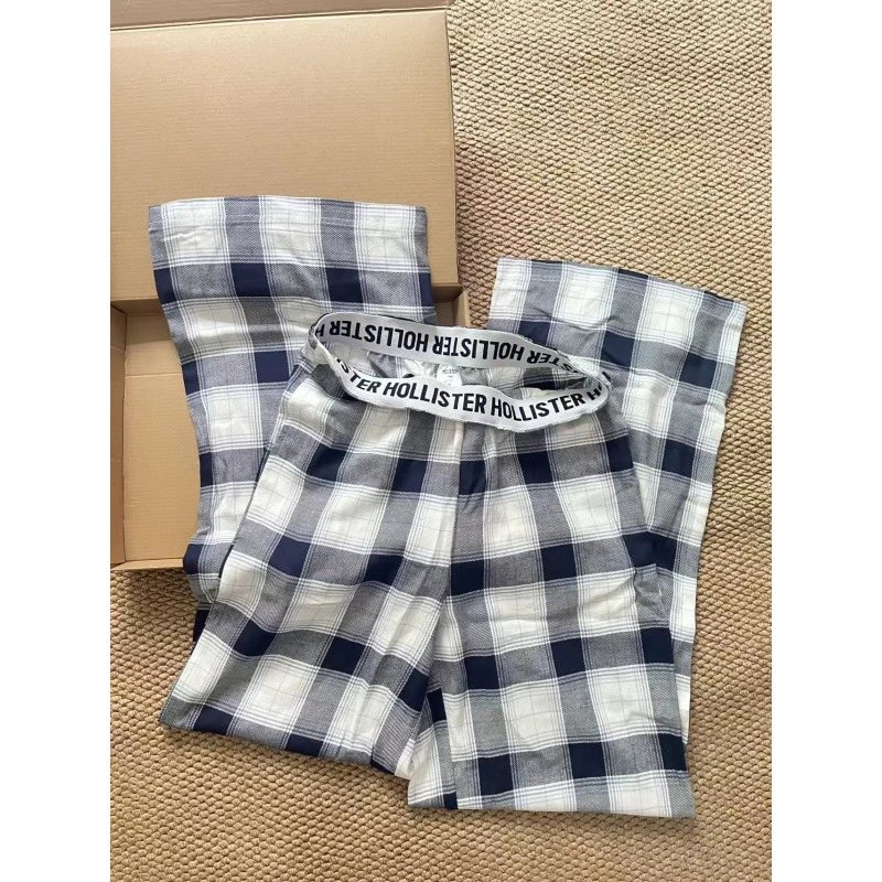 Hollister Plaid Boxer Shorts Navy White