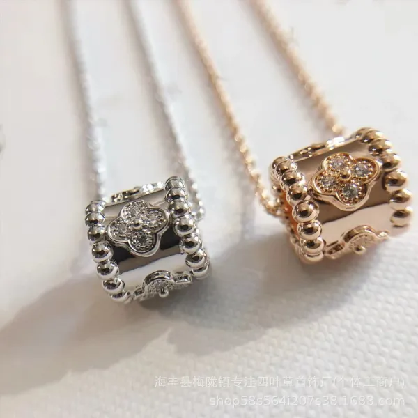 Van Cleef & Arpels Alhambra Four-Leaf Clover Pendant Necklace in White Gold, Yellow Gold, and Rose Gold - 4