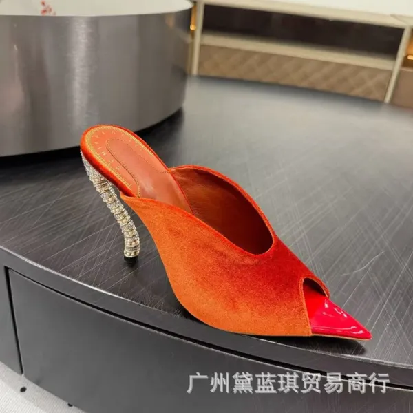 Saint Tears Sculptural Heel Black Suede Pointed-Toe Pumps with Gold Hardware - 5