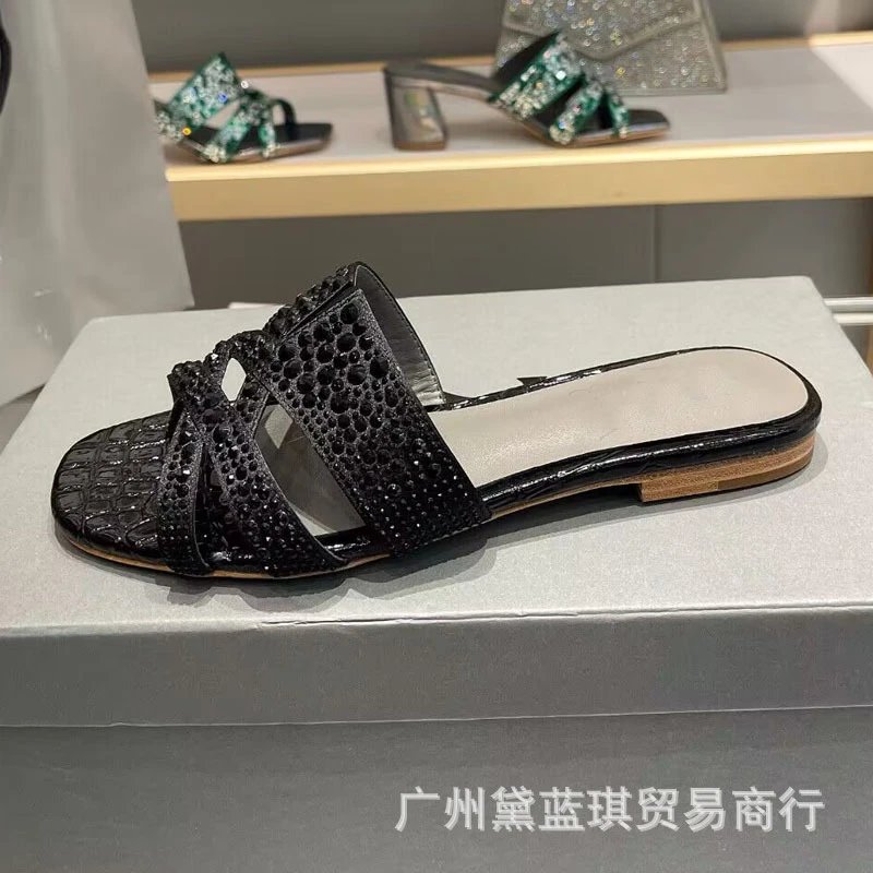 Jil Sander x Crystal-Embellished Croc-Print Slide Sandals in Sky Blue - 11