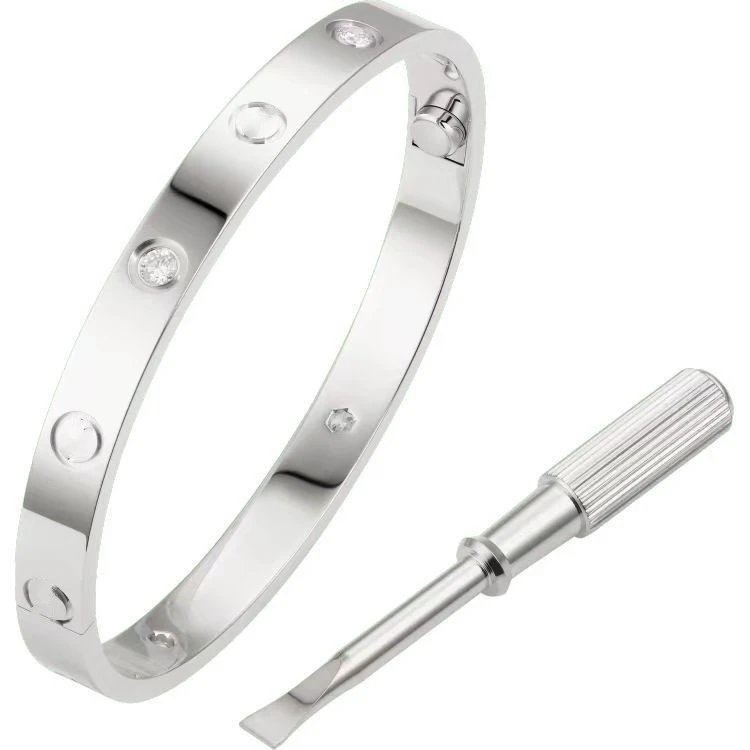 Cartier Love Bracelet Medium Silver with Diamonds Bracelet