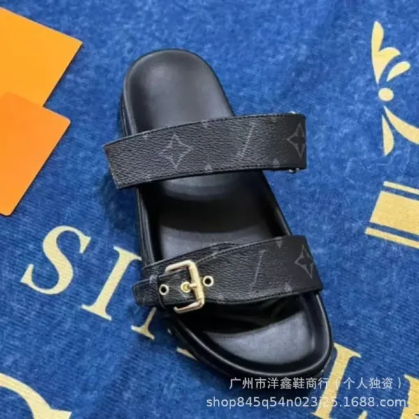 Louis Vuitton Monogram Slide Sandals Black - 5