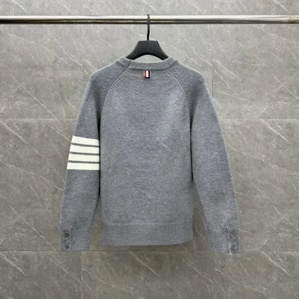 Thom Browne 4-Bar Stripe Crewneck Sweater Gray - 35