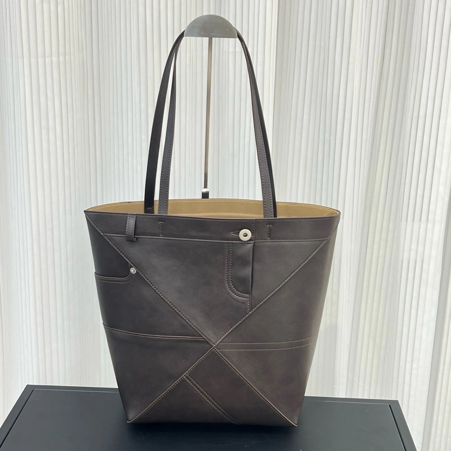 Loewe Puzzle Tote Black Leather Tote Bag - 8
