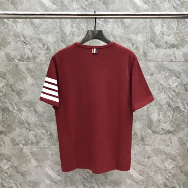 Thom Browne 4-Bar Stripe Ribbed T-Shirt Burgundy - 37