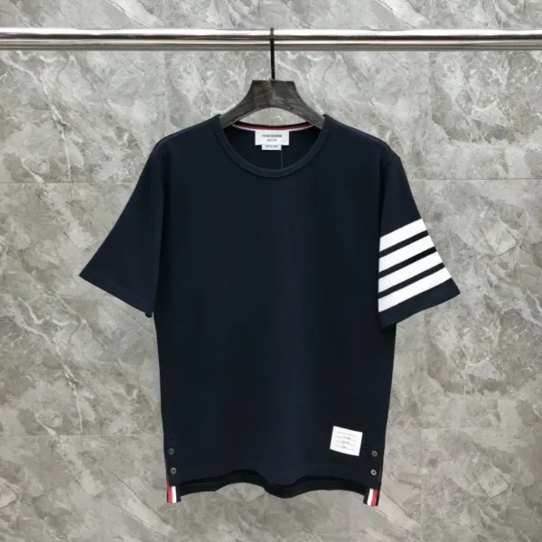 Thom Browne 4-Bar Stripe Ribbed T-Shirt Burgundy - 44