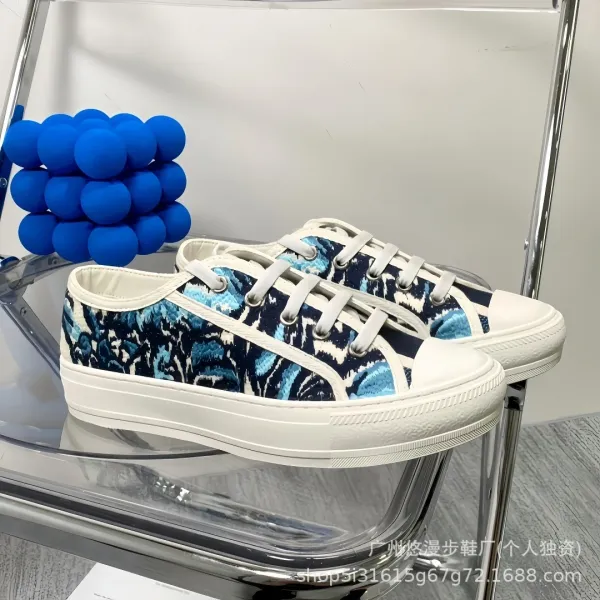 Dior B23 Oblique Print White Canvas Sneakers - 11