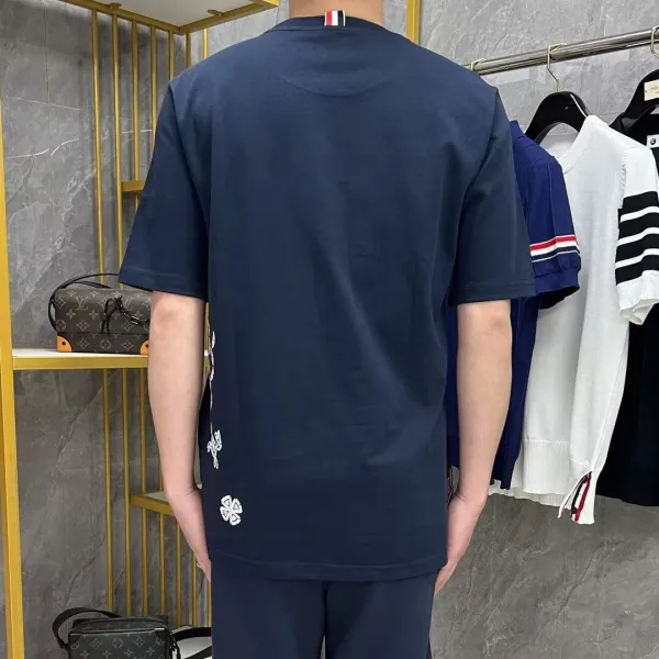 Thom Browne Turtle and Star Embroidered Navy T-Shirt - 5