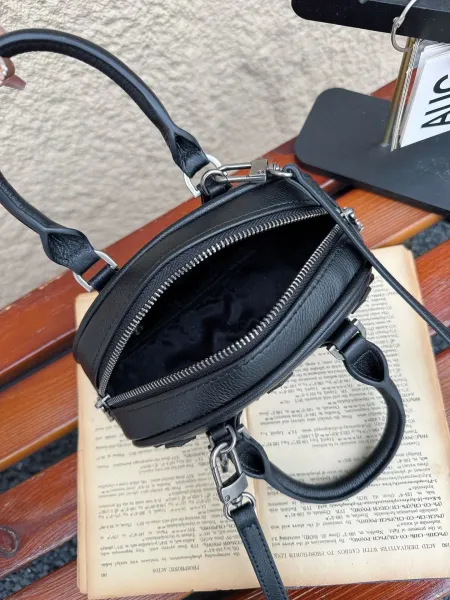 Chrome Hearts Mini Crossbody Bag Black Leather Handbag - 26