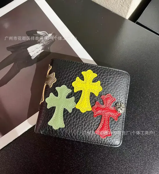Chrome Hearts Triple Cross Black Leather Short Wallet - 6