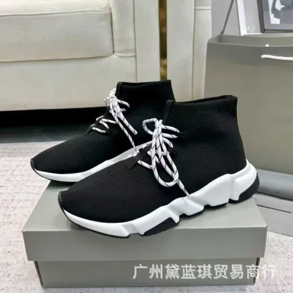 Balenciaga Speed Trainer Gray Knit Sneakers - 8