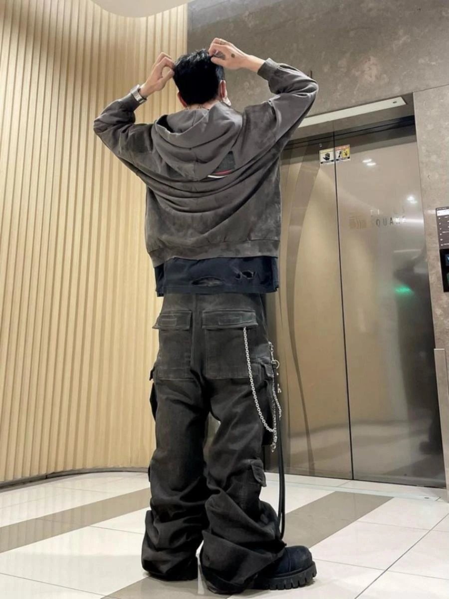 15PYCLAB Cargo Pants Distressed Gray Pants - 5