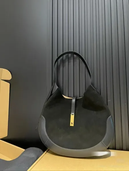 Ralph Lauren Hobo Bag Brown Suede with Gold Horse Logo Shoulder Bag - 23
