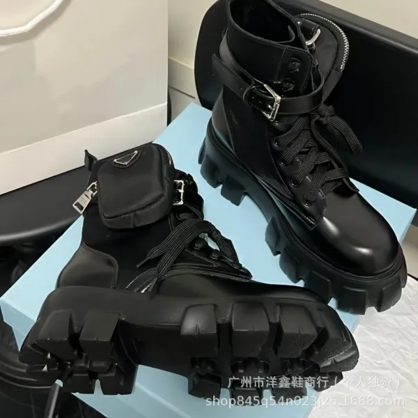 Prada Cleated Loafers Black Patent Leather Chunky Platform Loafers - 16