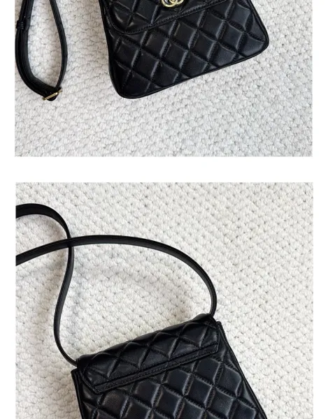 Saint Tears Quilted Two-Tone Crossbody Bag Black Beige - 23