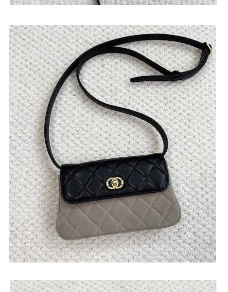 Saint Tears Quilted Two-Tone Crossbody Bag Black Beige - 26