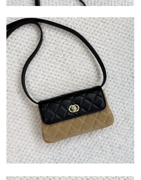 Saint Tears Quilted Two-Tone Crossbody Bag Black Beige - 33