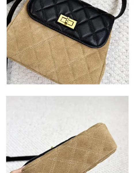Saint Tears Quilted Two-Tone Crossbody Bag Black Beige - 41