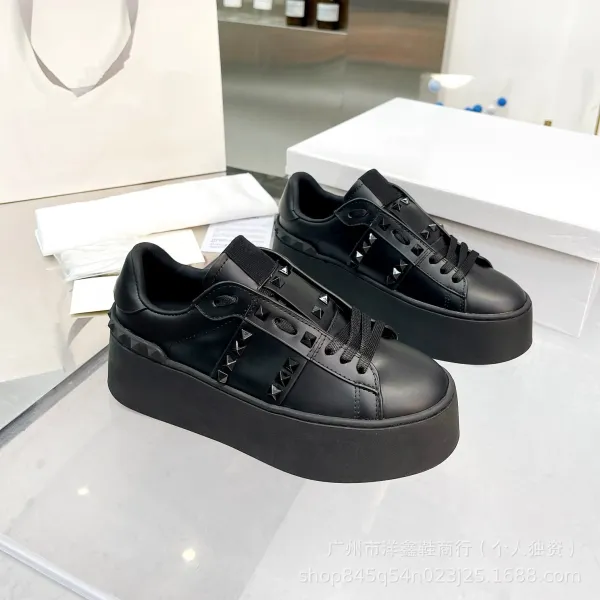 Valentino Garavani Rockstud Flat White Platform Sneakers - 18