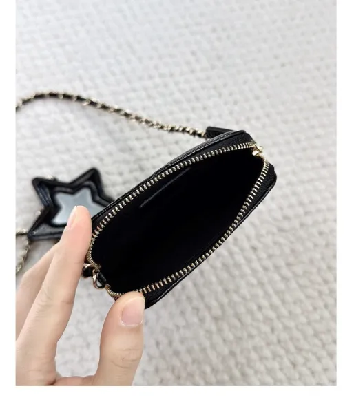Chanel Mini Phone Holder Bag Black Quilted Crossbody Bag - 18