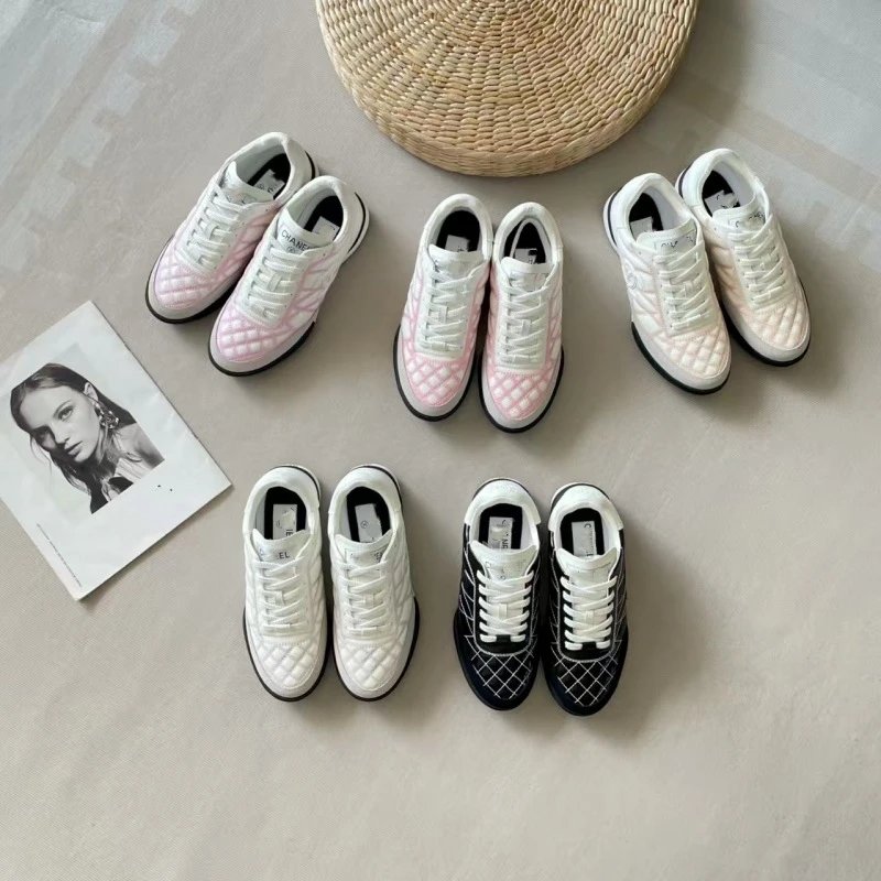 Chanel-Style Quilted Leather Tennis Shoes